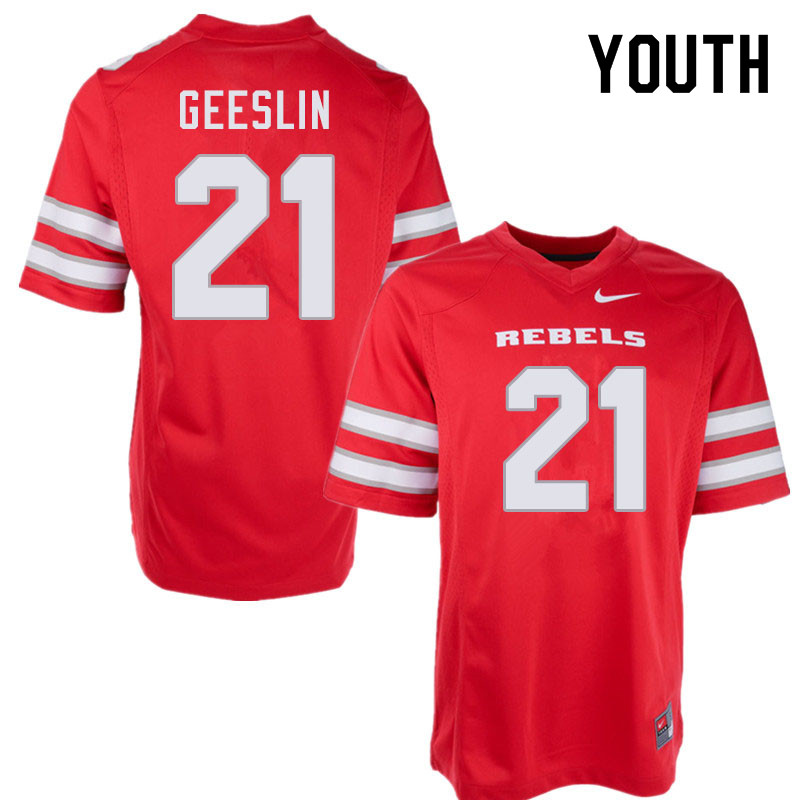 Youth #21 Tiger Geeslin UNLV Rebels College Football Jerseys Sale-Red - Click Image to Close